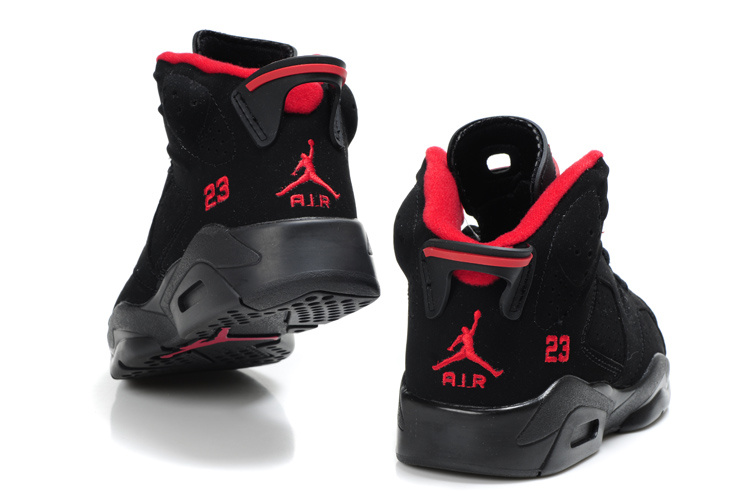 Comfortable Air Jordan 6 Black Red For Kids